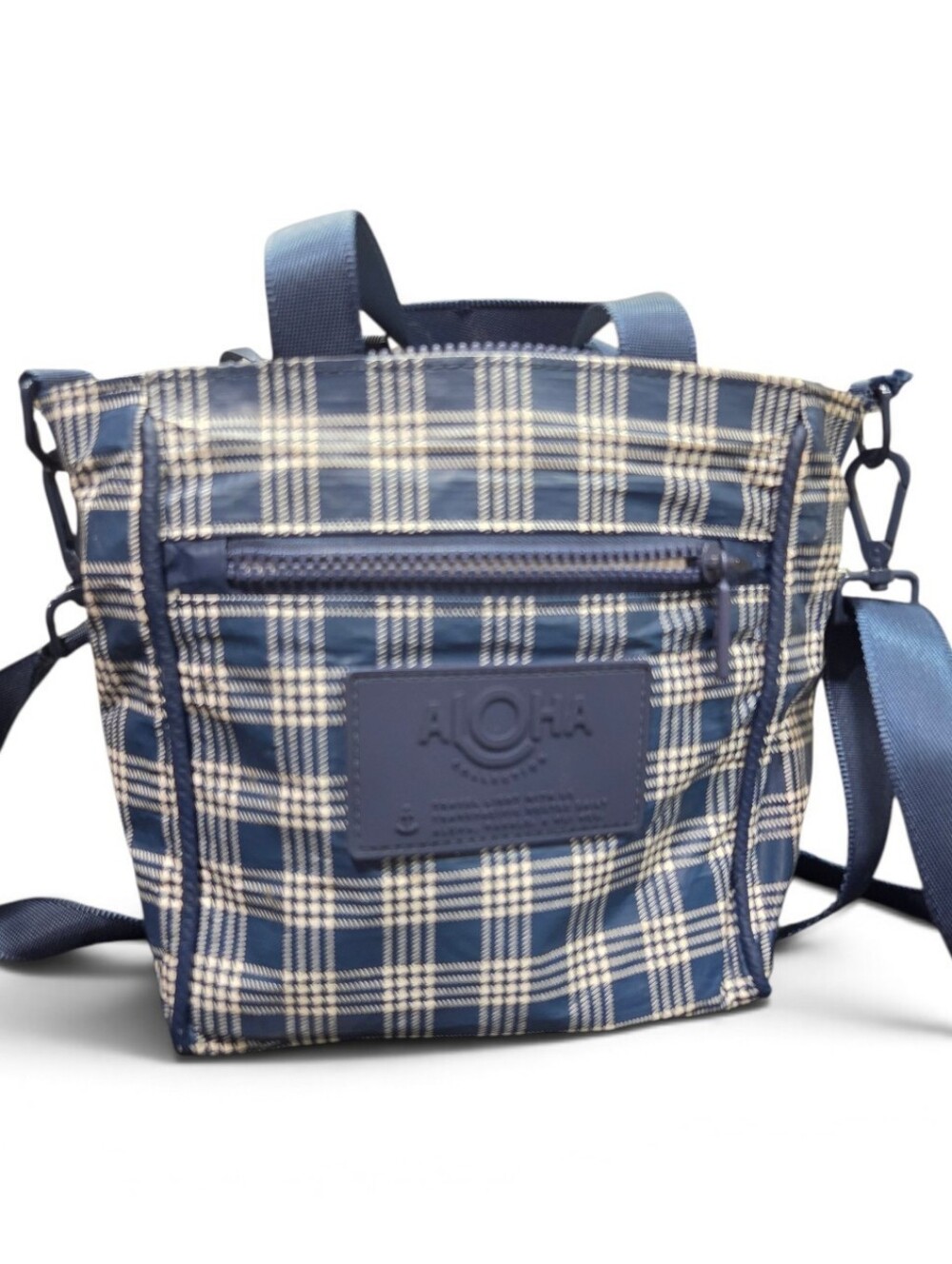 ALOHA Navy and Cream Plaid Crossbody Bag